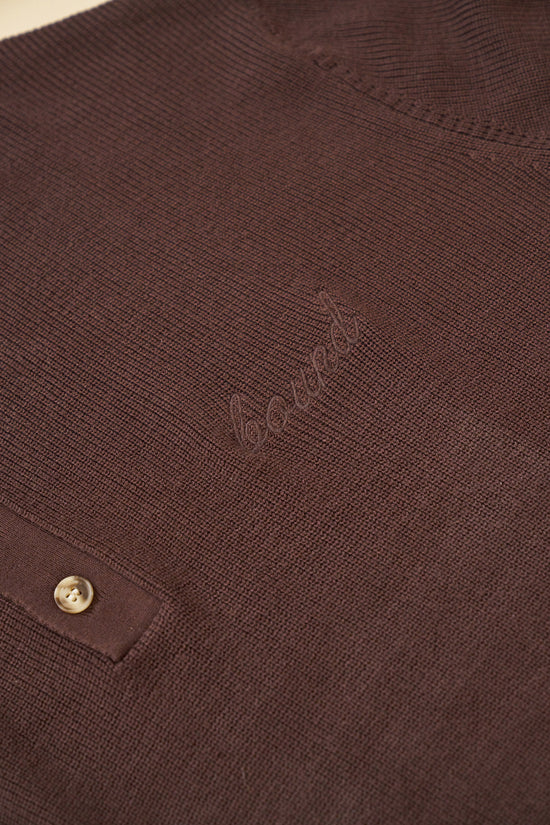 bound 'Ennio' LS Knit Polo - Brown