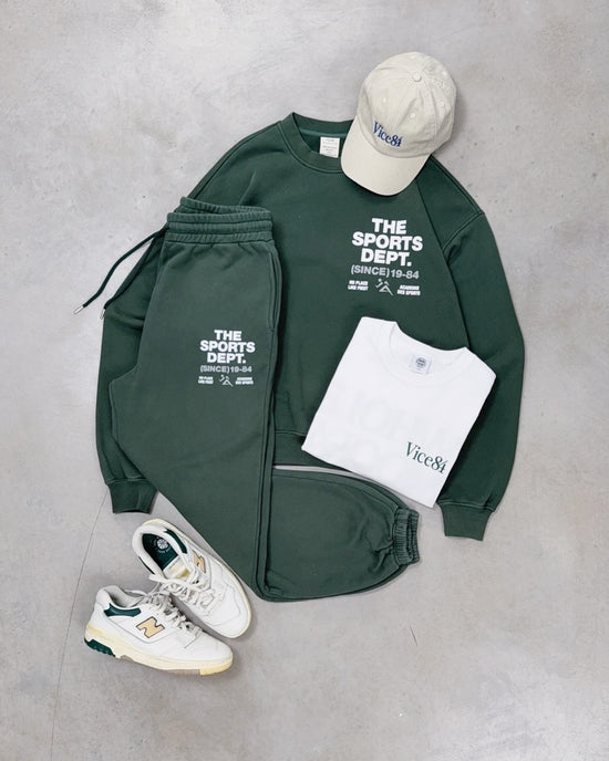 Vice 84 'The Sports Dept' Heavyweight Washed Sweater - Green