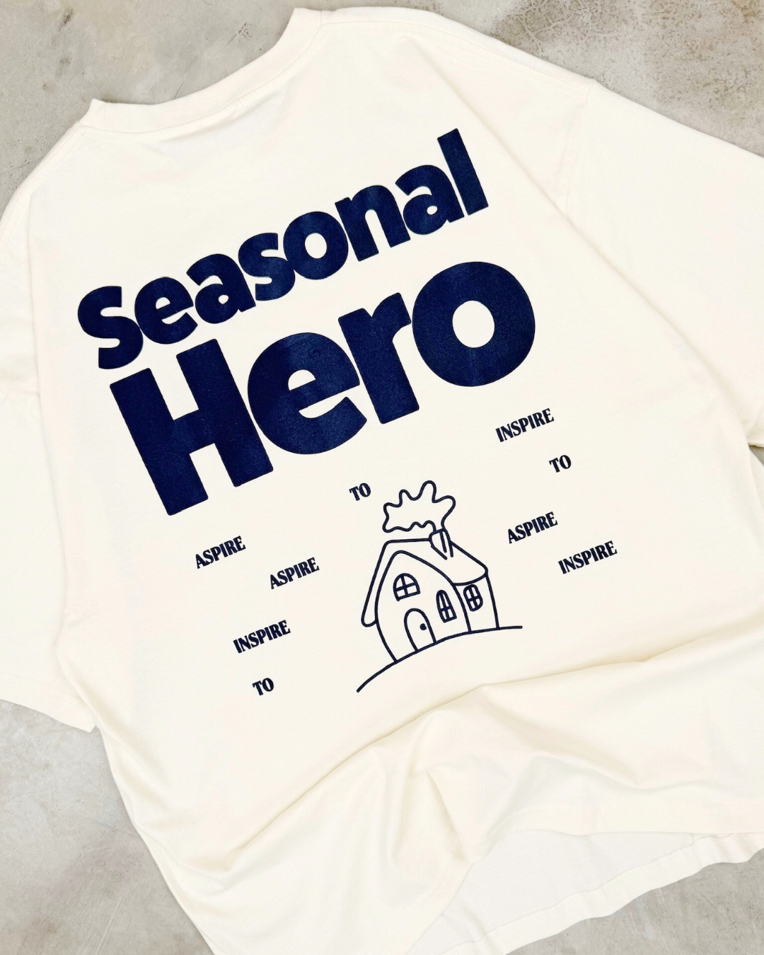 Seasonal Hero 'Building Houses' Tee - Ecru