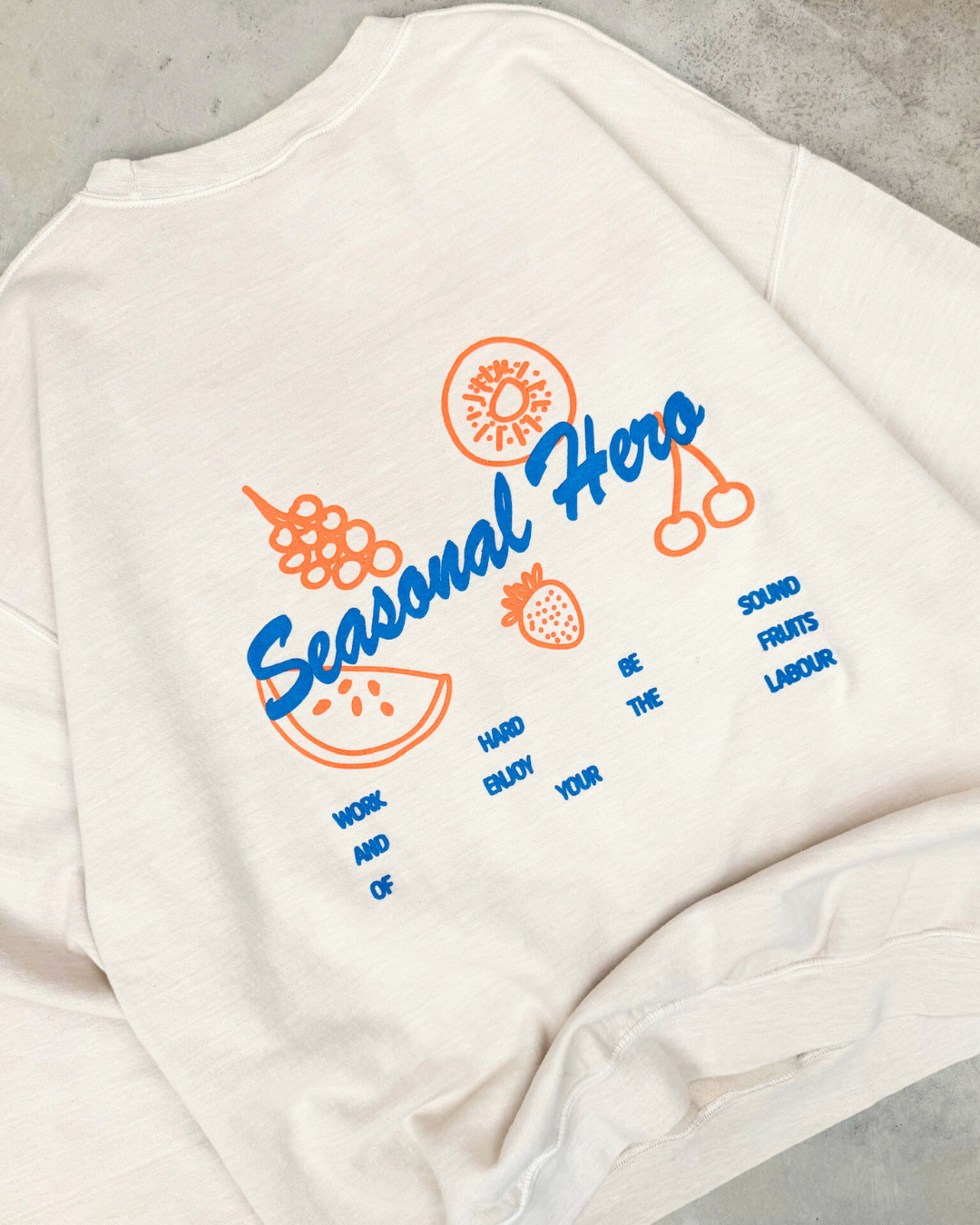 Seasonal Hero 'Fruits Of Your Labour' Vintage Washed Sweater - Cream