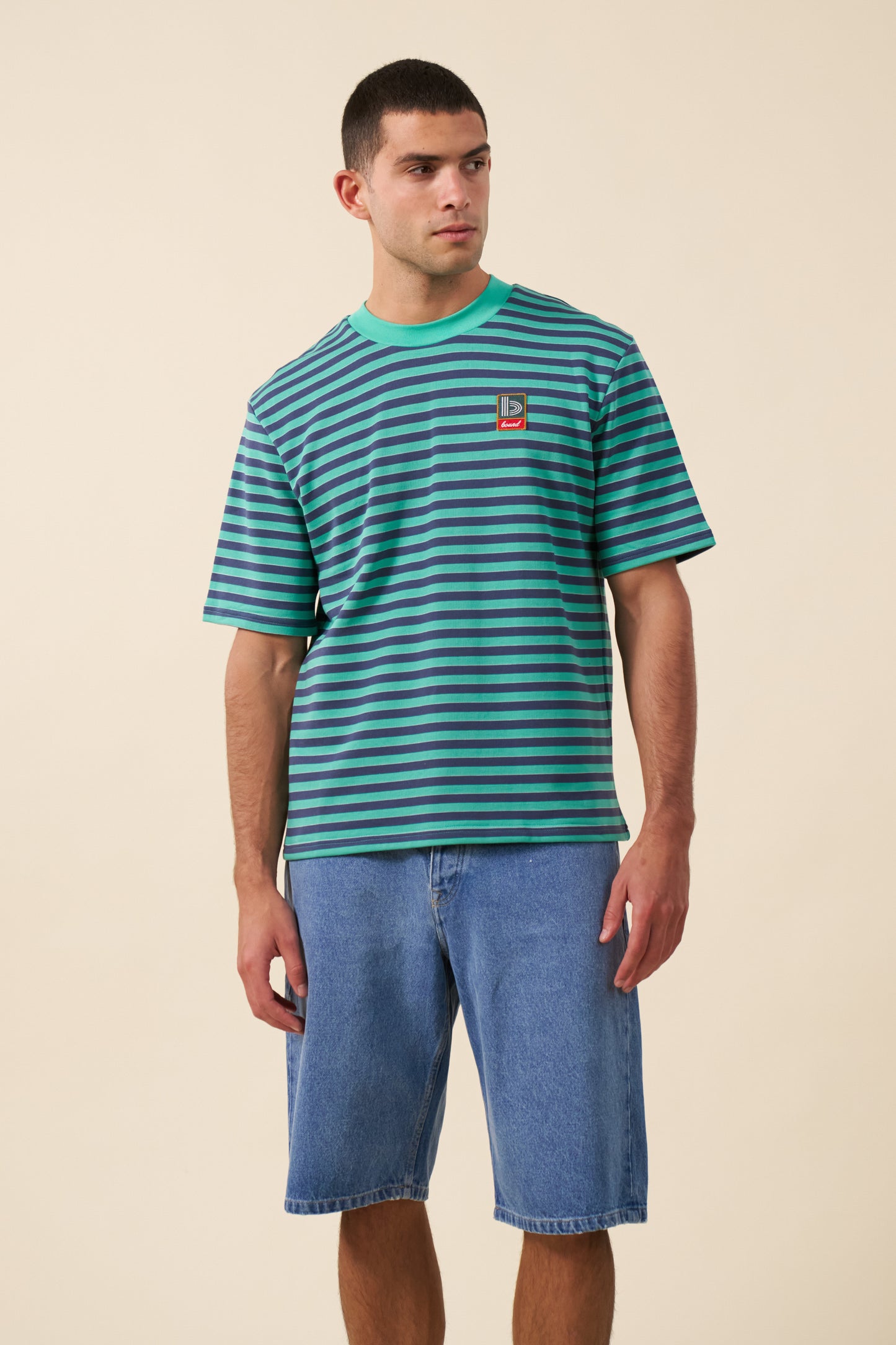 bound Stripe Retro Patch Tee - Menthol
