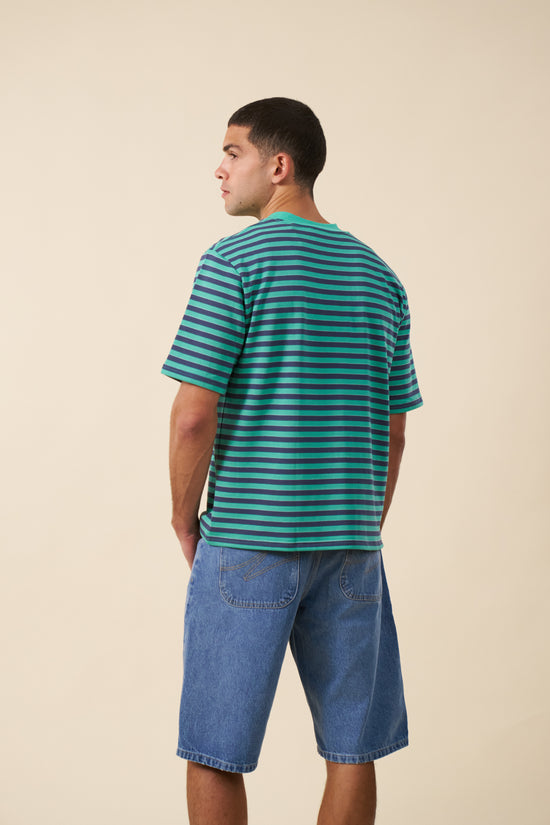 bound Stripe Retro Patch Tee - Menthol