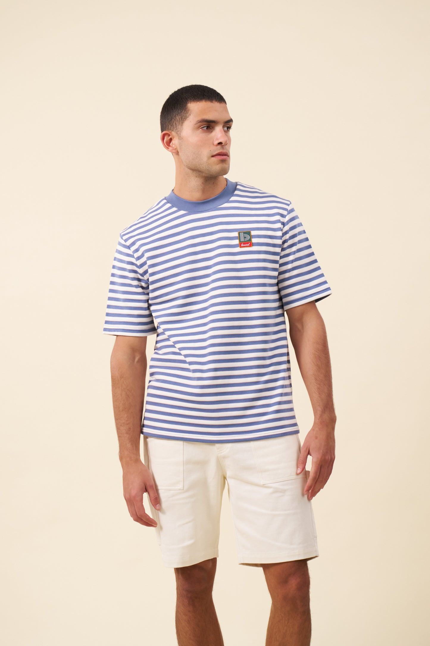 bound Stripe Retro Patch Tee - Arctic