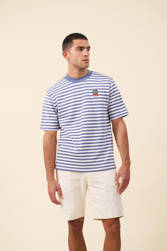 bound Stripe Retro Patch Tee - Arctic