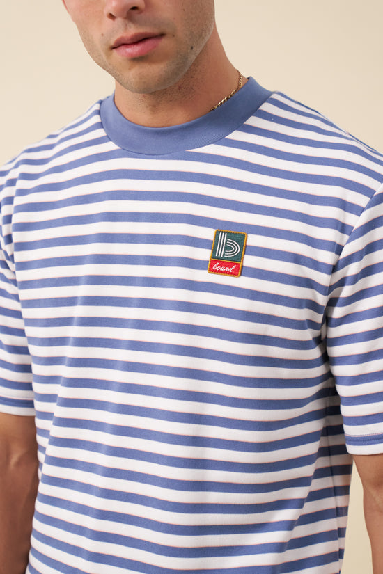 Load image into Gallery viewer, bound Stripe Retro Patch Tee - Arctic
