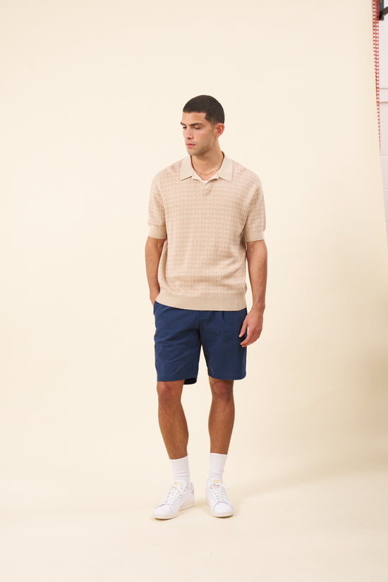 bound Harris Knit Polo - Desert Sand