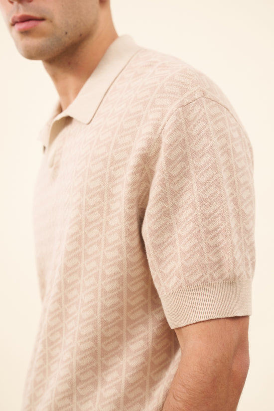 bound Harris Knit Polo - Desert Sand