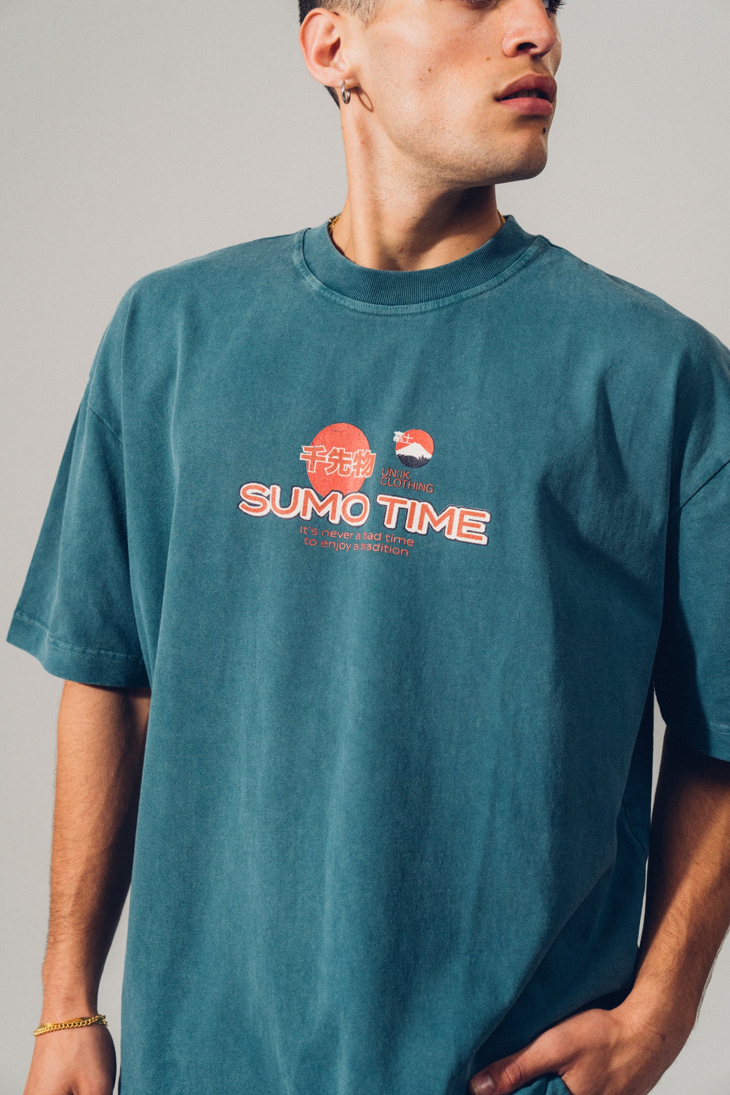 A Thousand Futures 'Sumo Time' Vintage Washed Tee - Pine