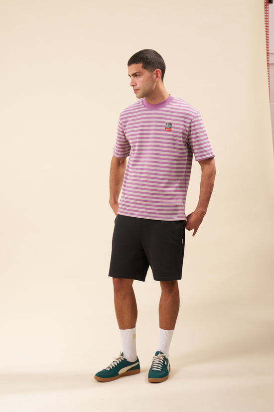 Load image into Gallery viewer, bound Stripe Retro Patch Tee - Mauve
