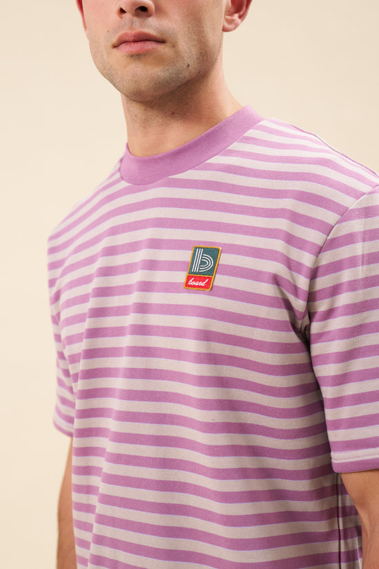 Load image into Gallery viewer, bound Stripe Retro Patch Tee - Mauve
