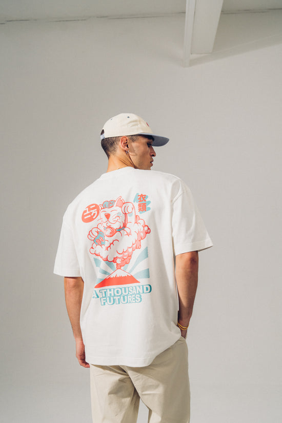 A Thousand Futures 'Lucky Cat' Tee - Vintage White