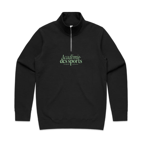 Vice 84 'Académie Des Sports Script' 1/4 Zip Sweater - Black