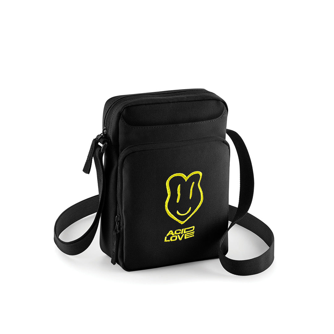 ACID LOVE Embroidered Side Bag - Black