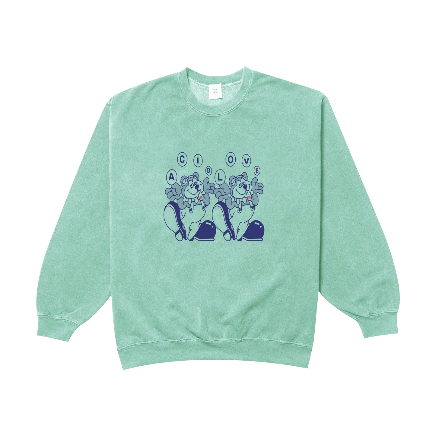 Acid Love 'Trippy Bear' Vintage Washed Sweater - Mint Green