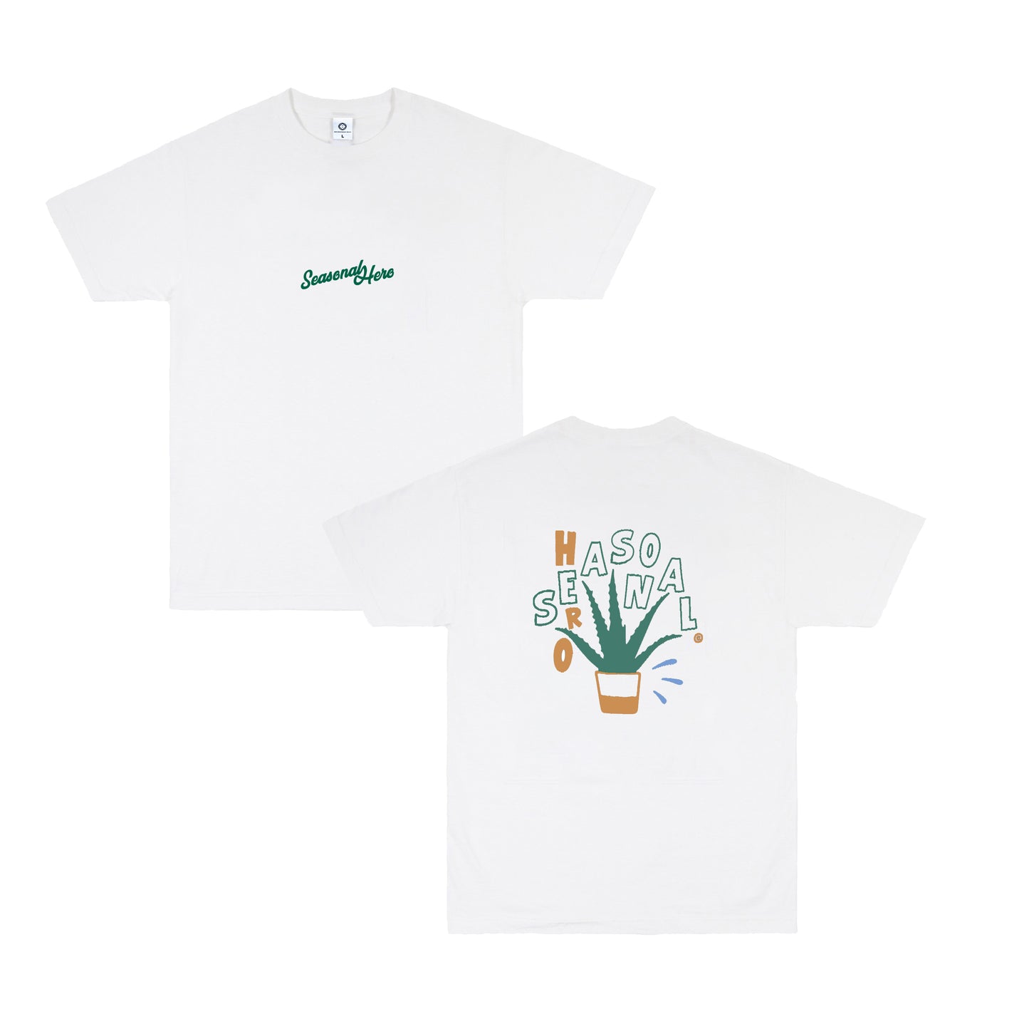 Seasonal Hero 'Aloe Vera' Tee - White