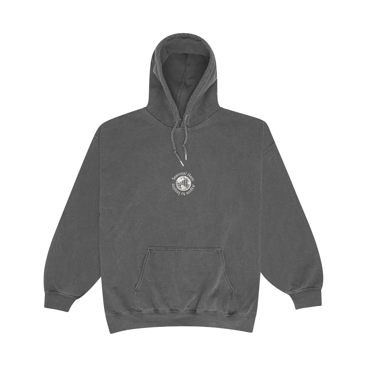 Seasonal Hero 'Aspire' Embroidered Vintage Washed Hoodie - Charcoal