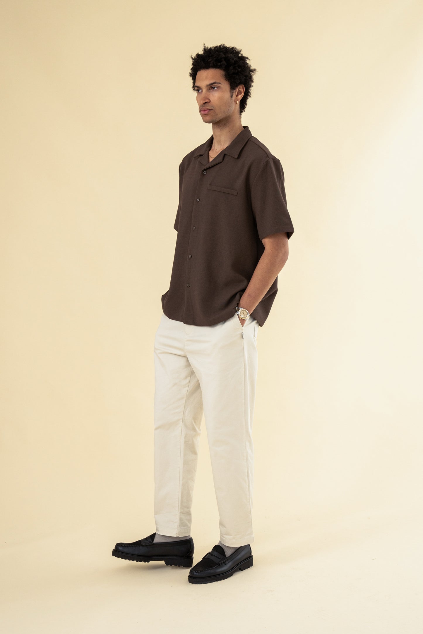 bound Heavy Cuban Textured SS Shirt - Cocoa Brown