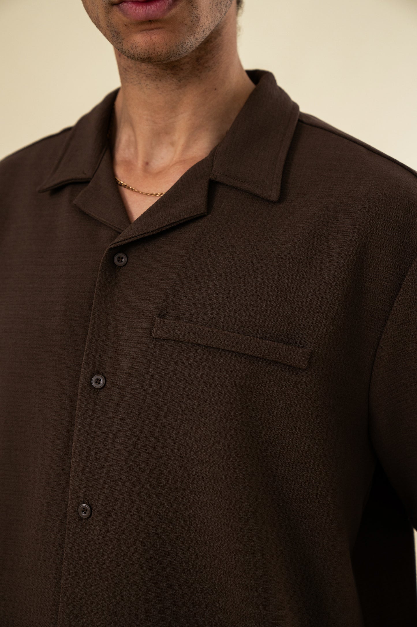bound Heavy Cuban Textured SS Shirt - Cocoa Brown