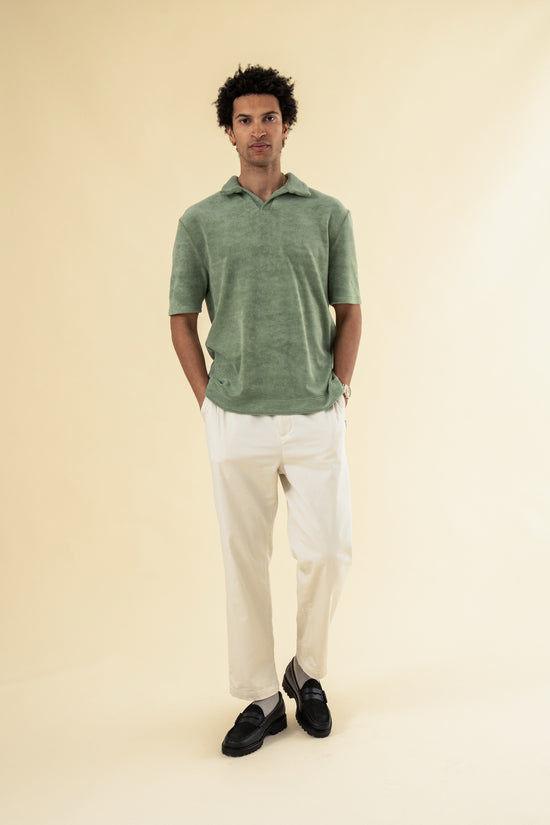 bound William Staple Cotton Trousers - Ecru