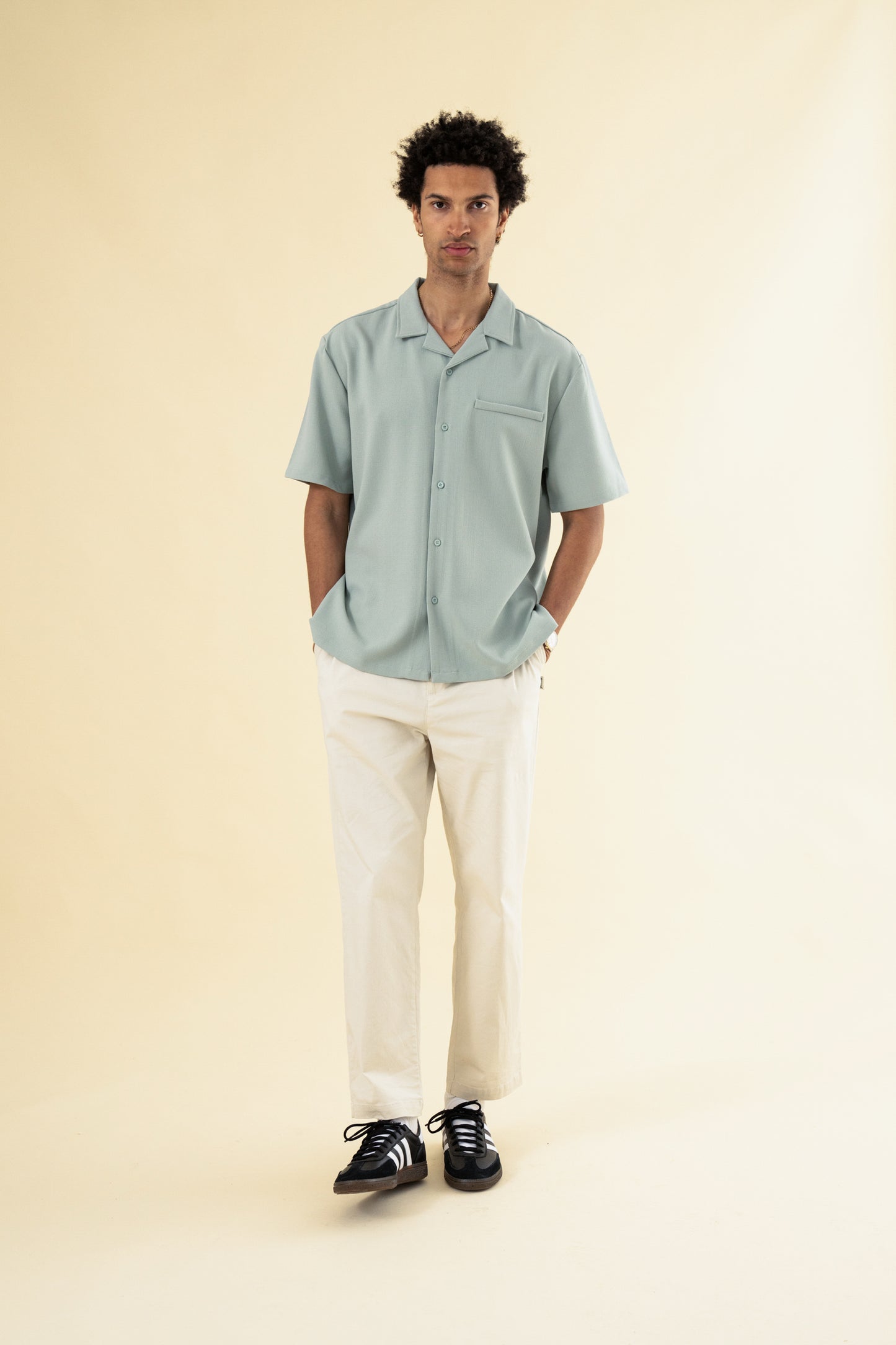 bound Heavy Cuban Textured SS Shirt - Brook Green