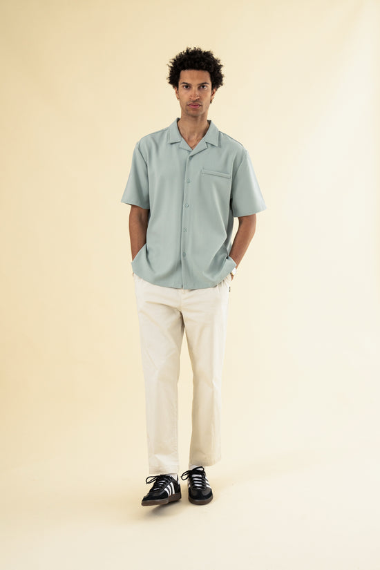 bound Heavy Cuban Textured SS Shirt - Brook Green