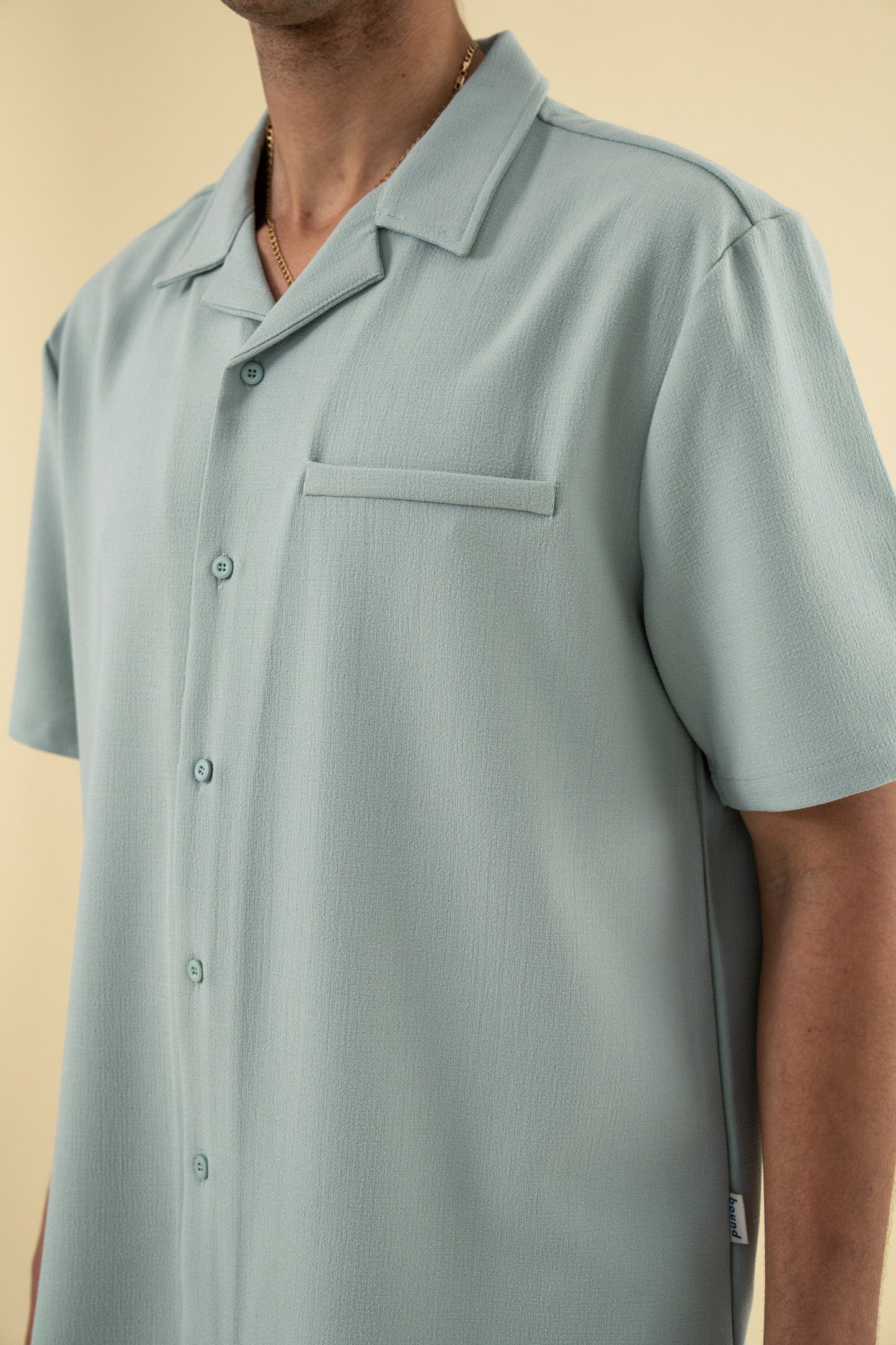 bound Heavy Cuban Textured SS Shirt - Brook Green