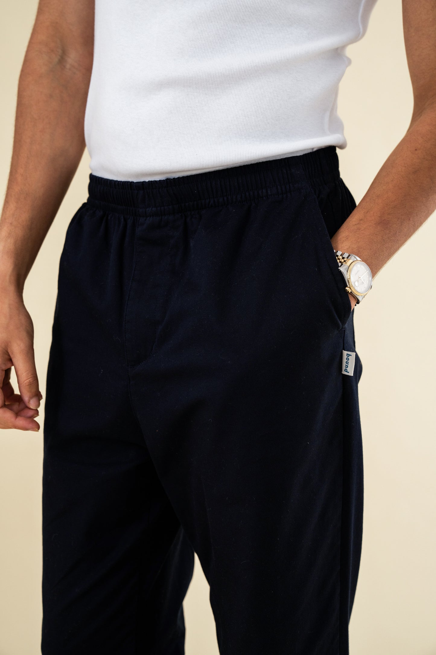 bound William Staple Cotton Trousers - Navy