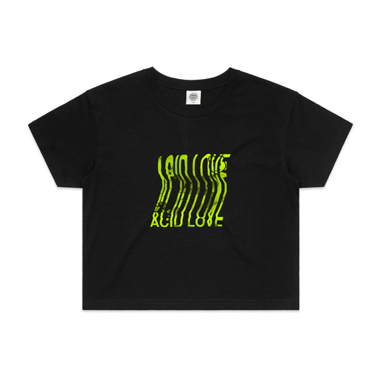 Load image into Gallery viewer, Acid Love WMNS &amp;#39;Bitmap&amp;#39; Cropped Tee - Black
