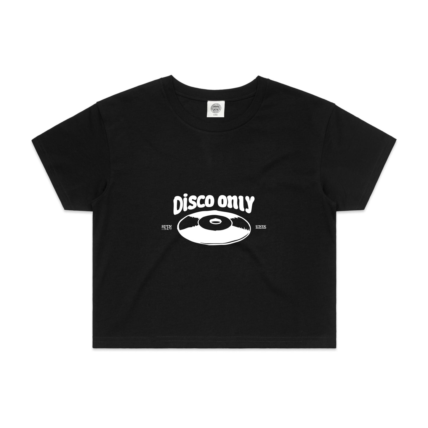 Load image into Gallery viewer, DISCO ONLY WMNS &amp;#39;Mr Phomer&amp;#39; Cropped Tee - Black

