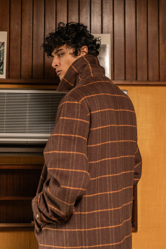bound Kaito Check Brown Wool Coat