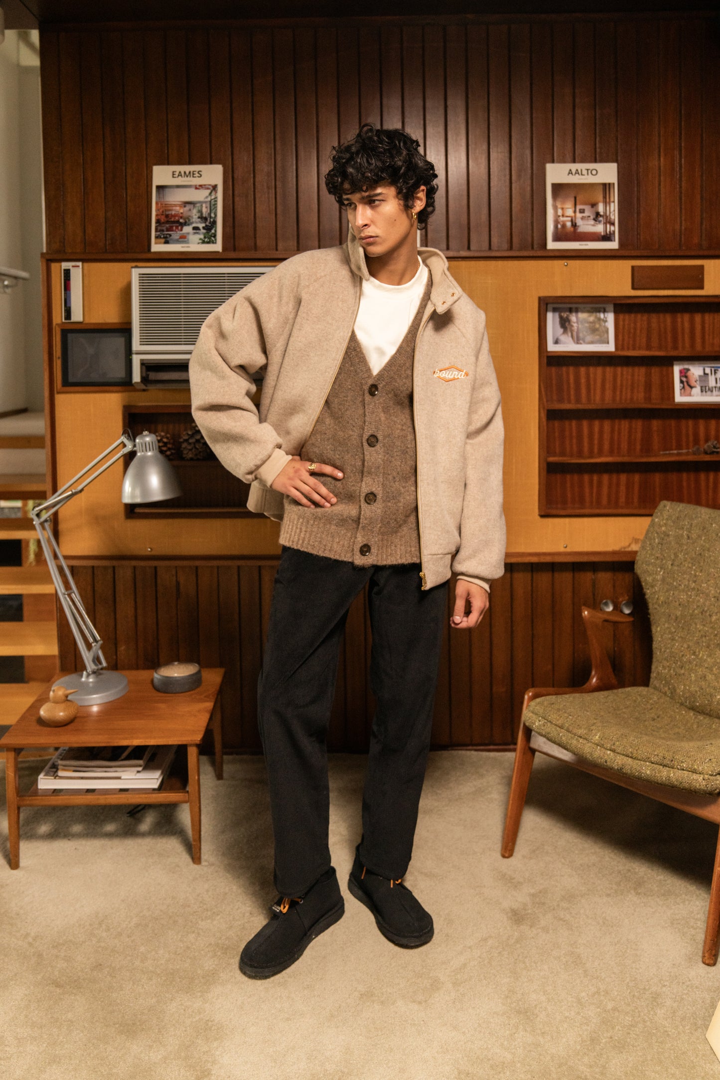 bound 'Hudson' Mohair Cardigan Vest - Taupe Brown