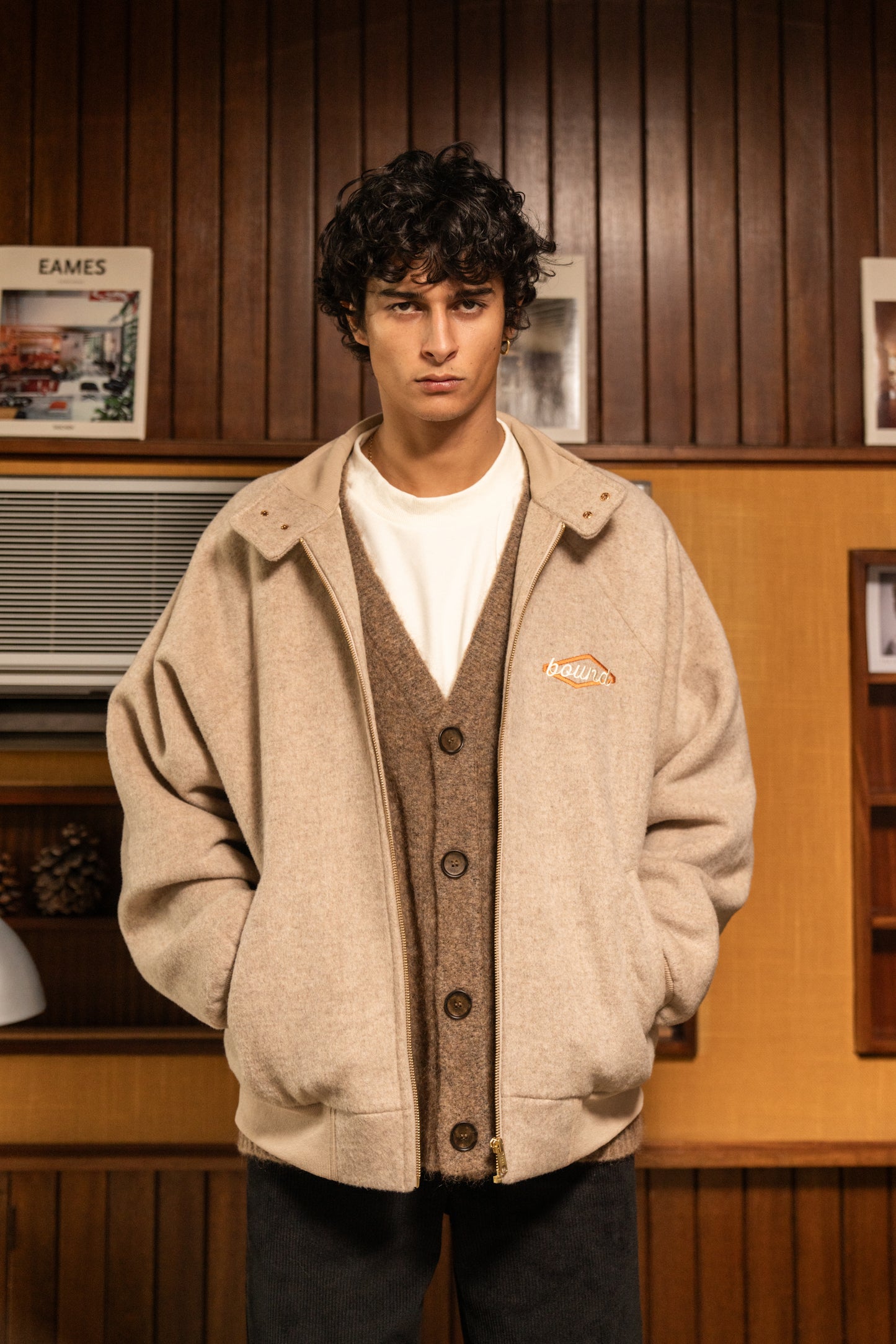 bound 'Hudson' Mohair Cardigan Vest - Taupe Brown