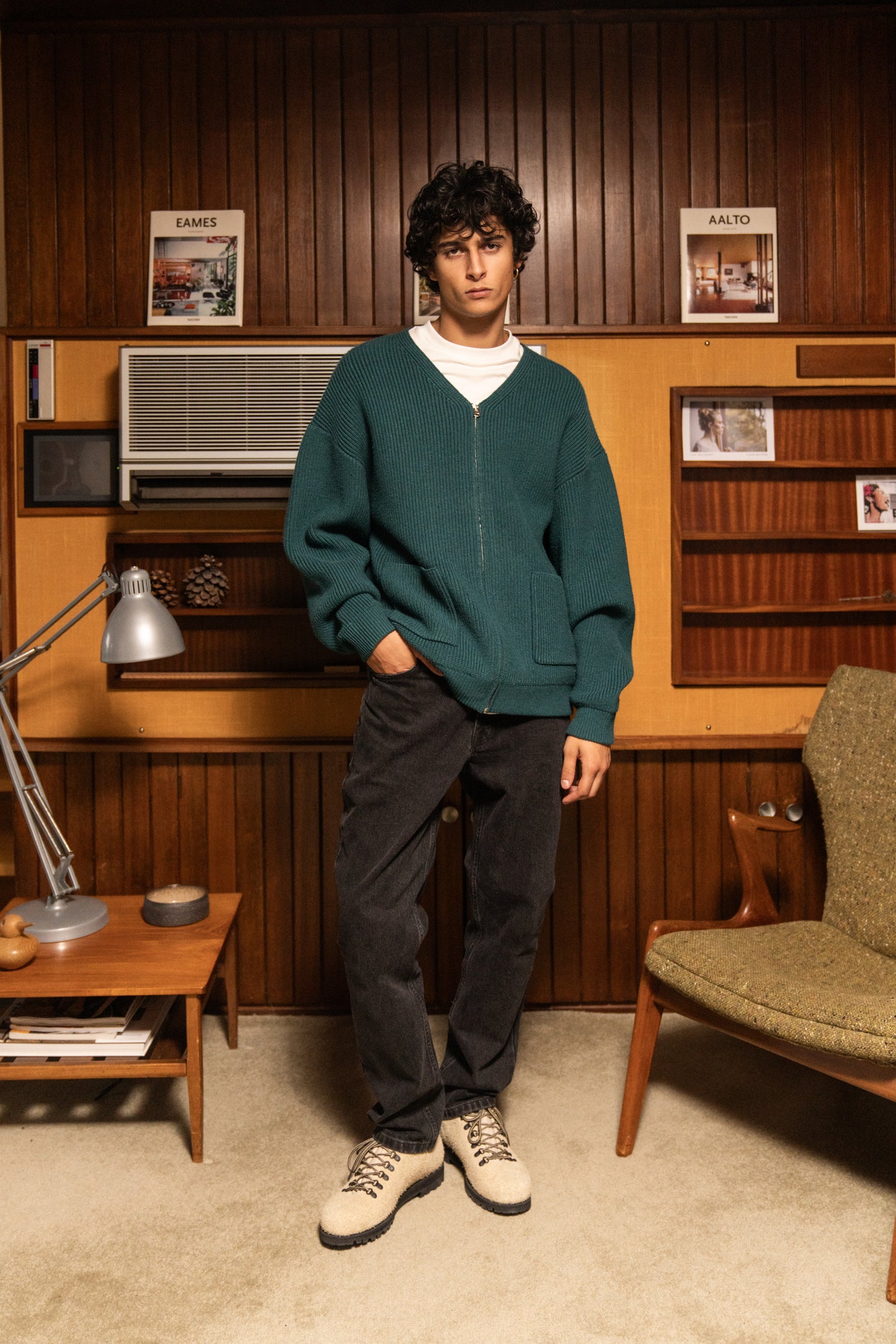 bound Teal Heavy Knitted Cardigan