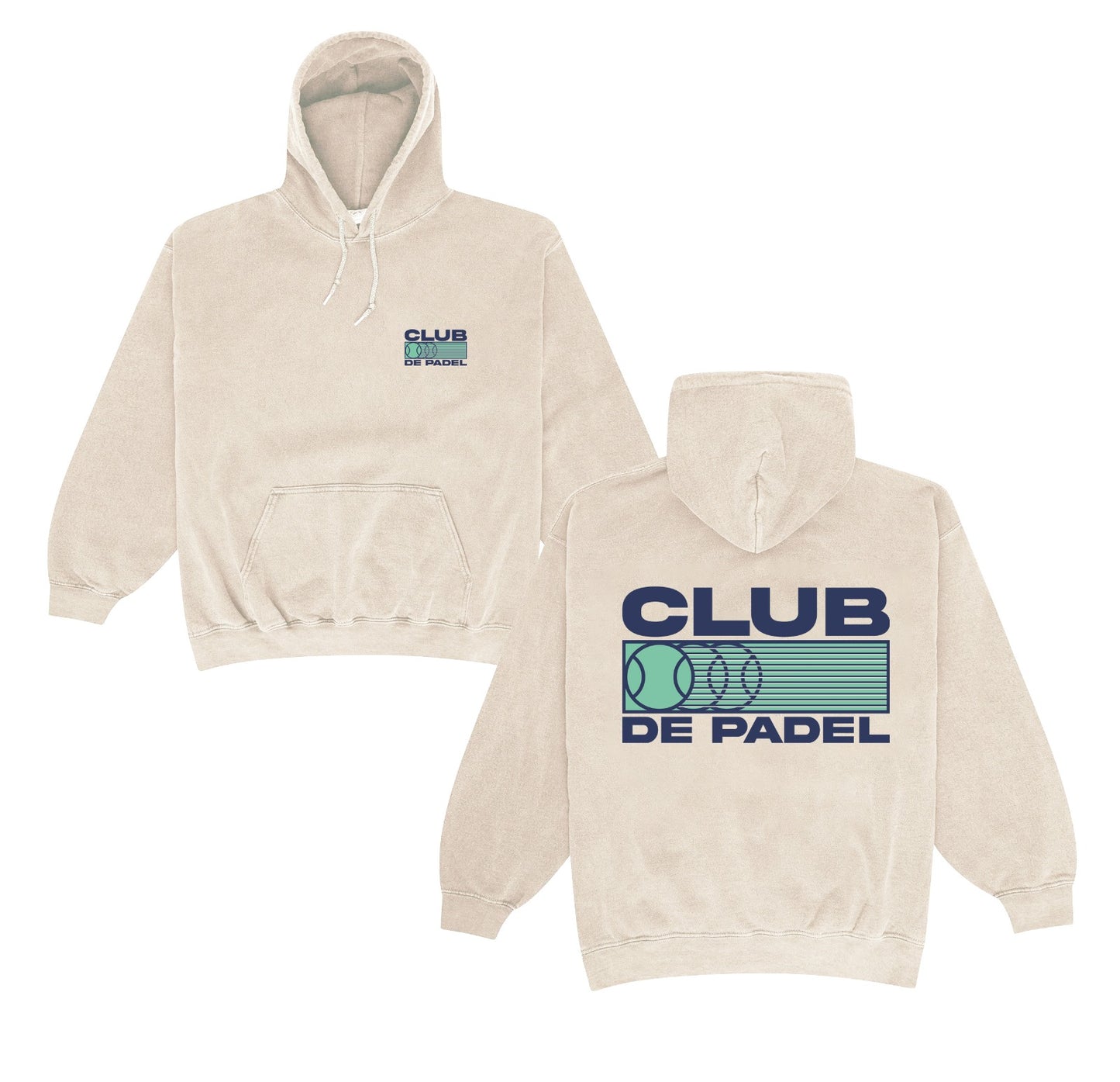 Club de Padel 'Heritage' Vintage Washed Hoodie - Cream
