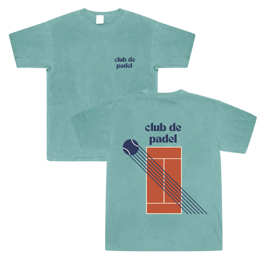 Club de Padel 'Court' Vintage Washed Tee - Sage Green