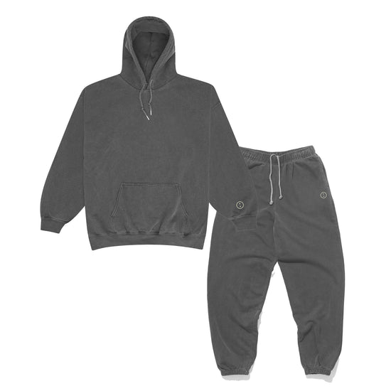 Essentials Vintage Washed Hoodie & Jogger Set - Charcoal