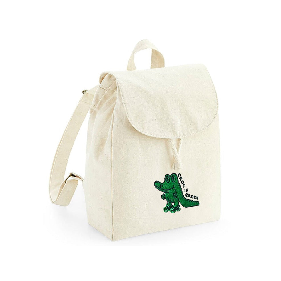 Other Side Store 'Crocs' Embroidered Mini Backpack - Natural