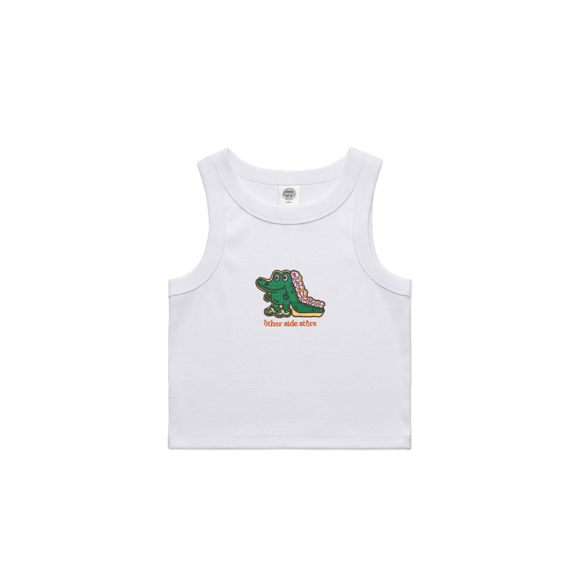 Other Side Store WMNS 'Crocs' Embroidered Crop Rib Tank - White – UN:IK ...