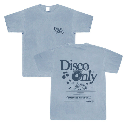 DISCO ONLY 'Business As Usual' Vintage Washed Tee - Blue