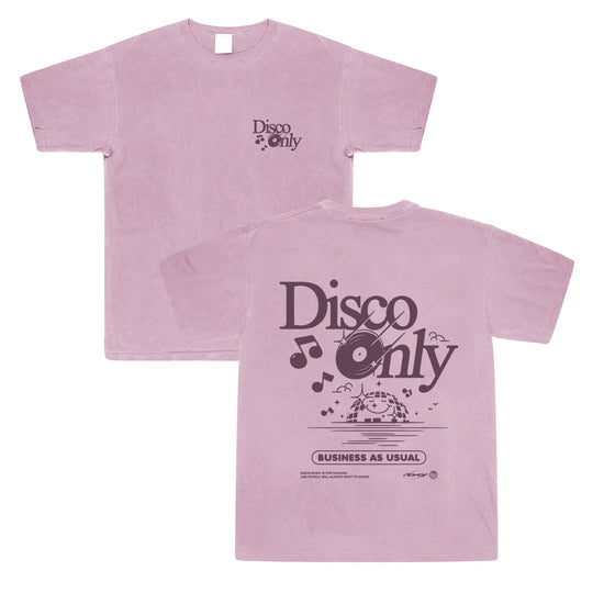 DISCO ONLY 'Business As Usual' Vintage Washed Tee - Pink