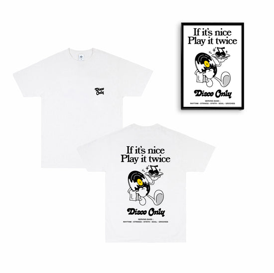 DISCO ONLY 'Play It Twice V2' Tee & Print Bundle - White