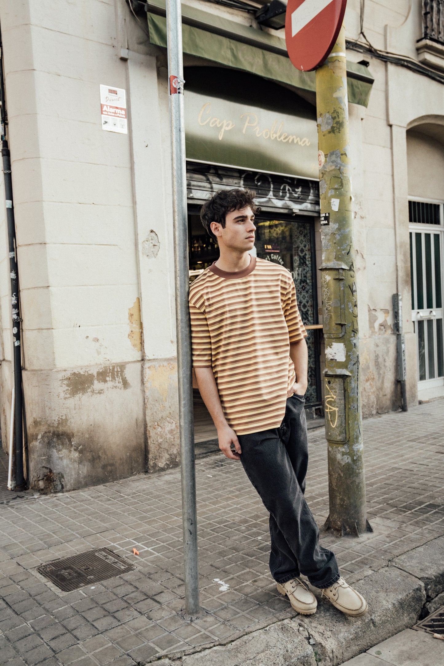 bound Peached Script Tee - Brown & Yellow