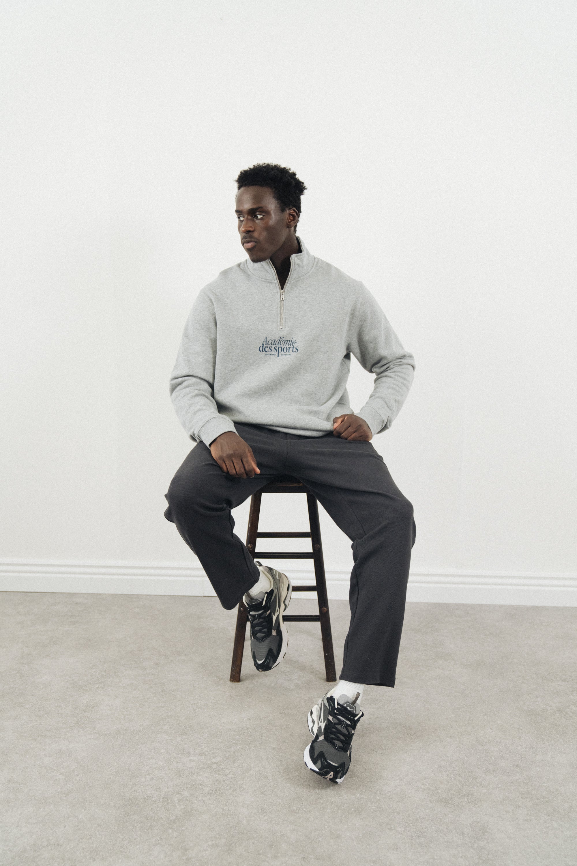 Vice 84 'Académie Des Sports Script' 1/4 Zip Sweater - Grey – UN:IK ...