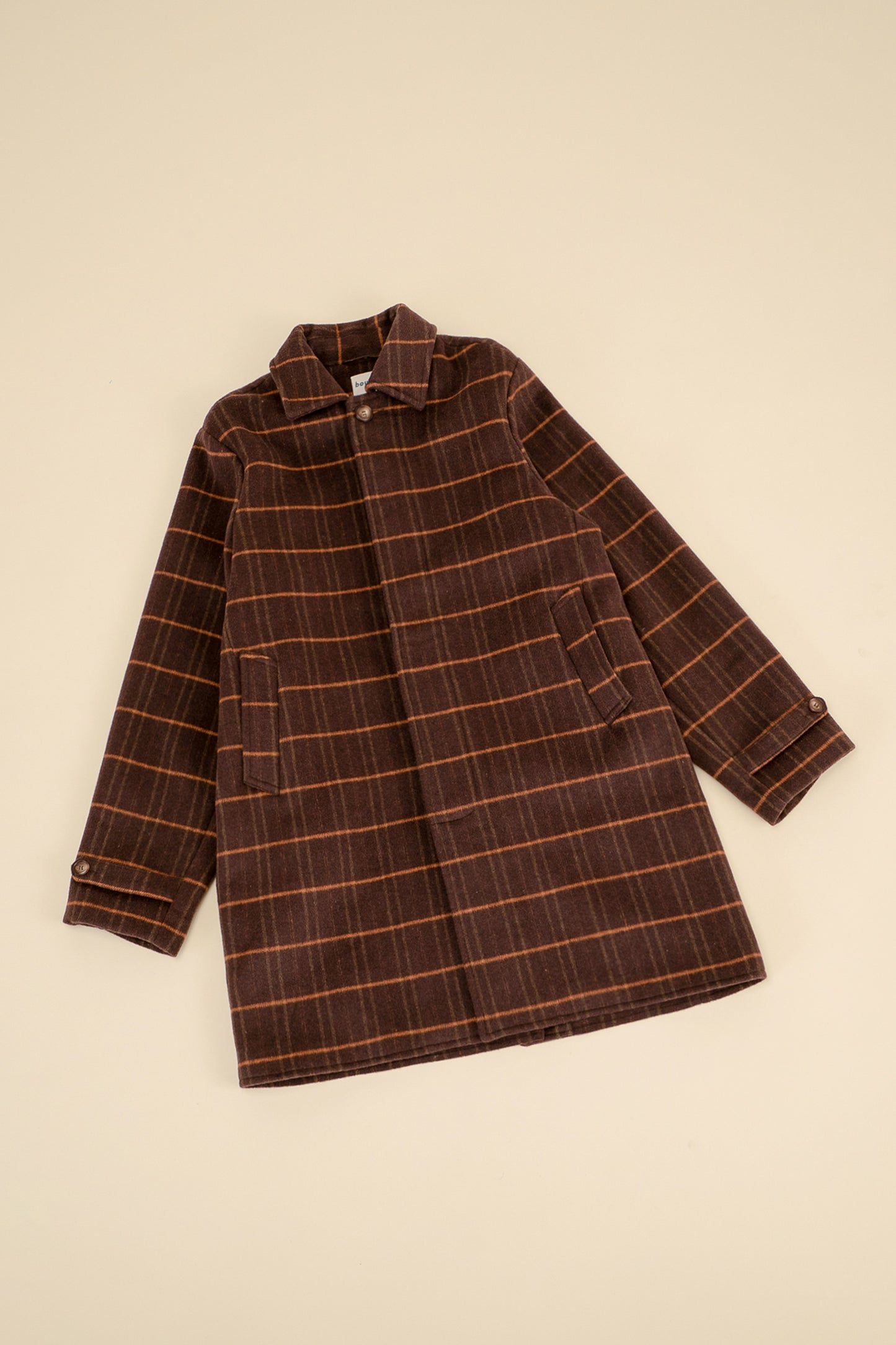 bound Kaito Check Brown Wool Coat