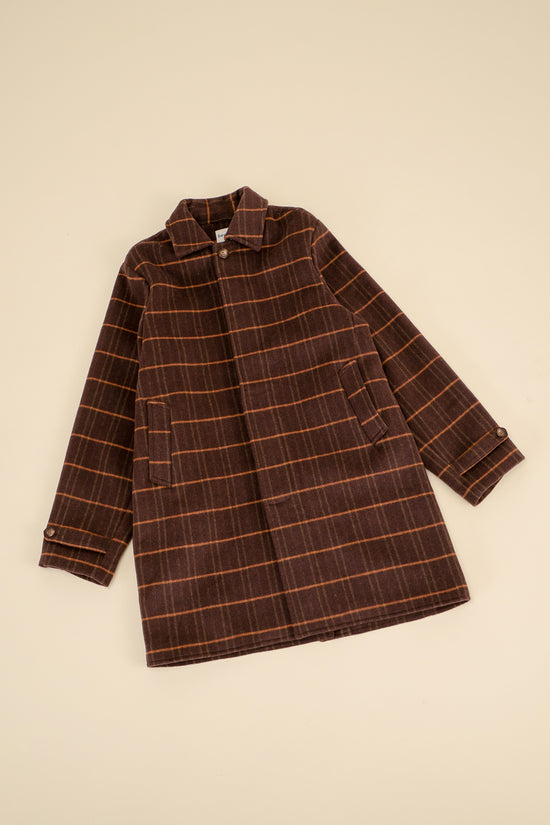 bound Kaito Check Brown Wool Coat