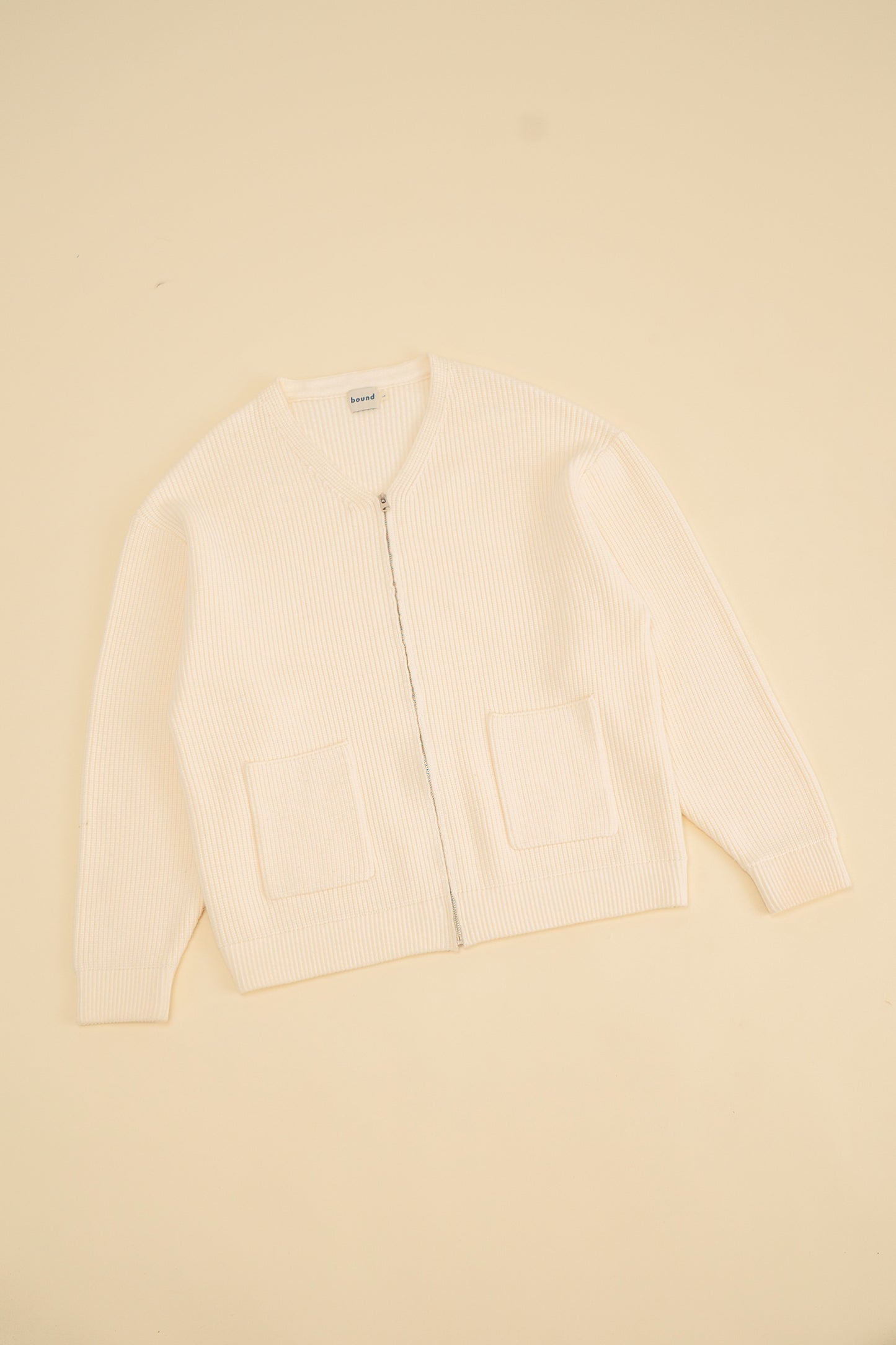 bound Ecru Heavy Knitted Cardigan