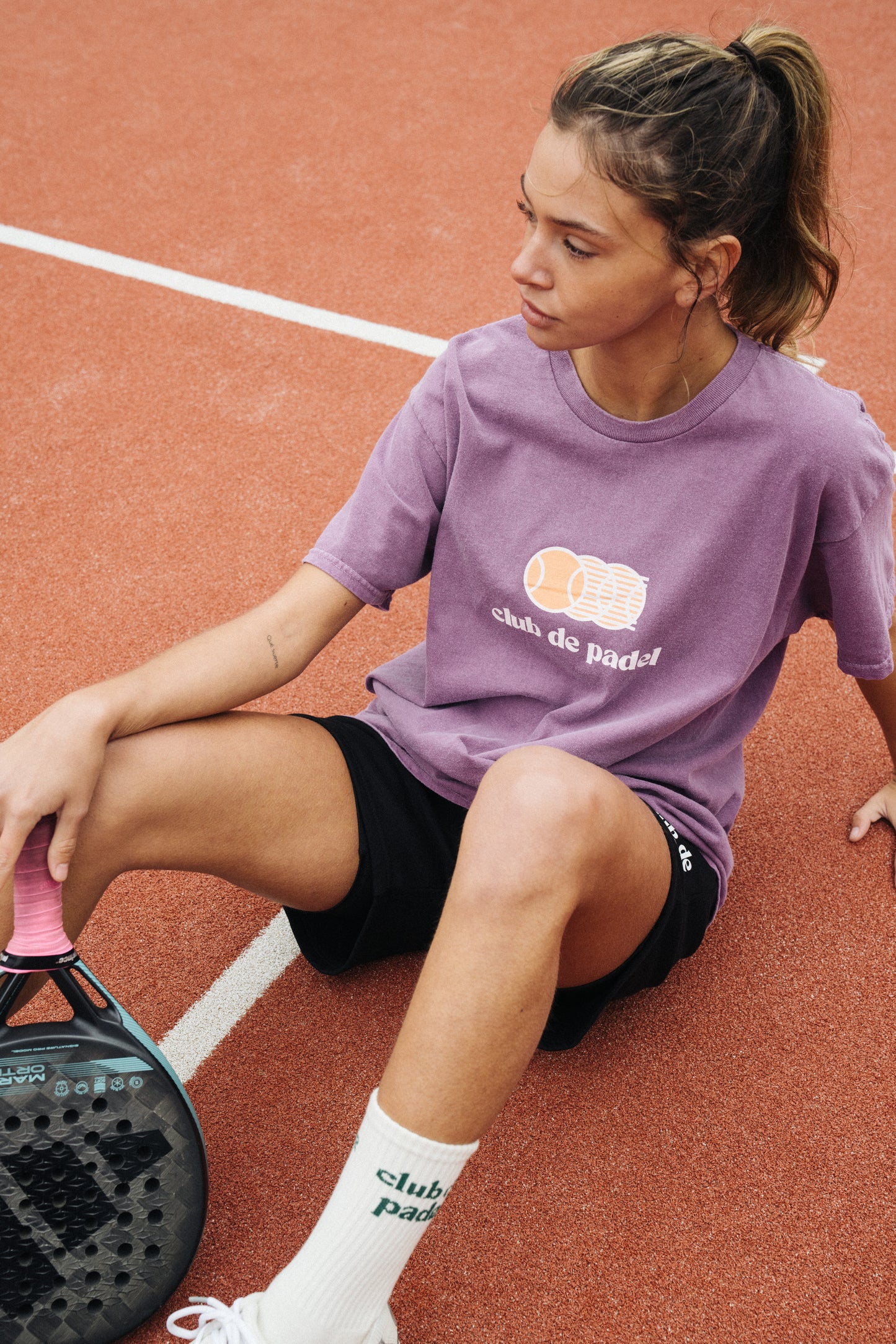 Club de Padel 'Vibora' Vintage Washed Tee - Burgundy