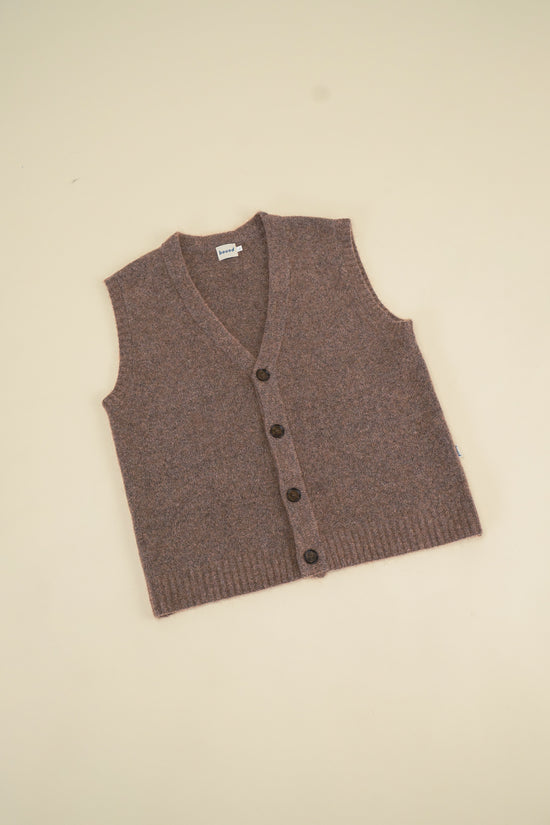 bound 'Hudson' Mohair Cardigan Vest - Taupe Brown