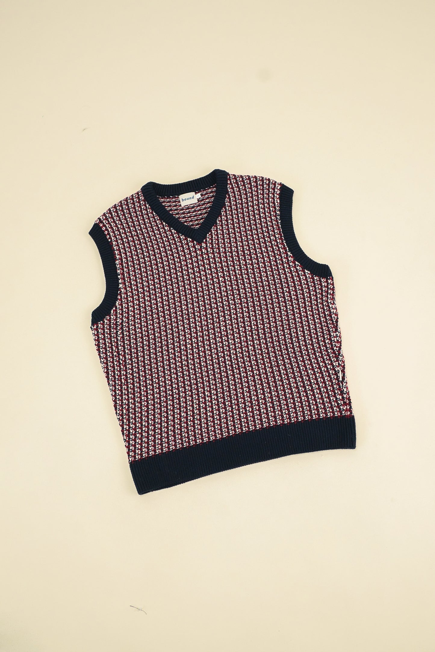 bound Knitted Crochet Vest - Blue/Red