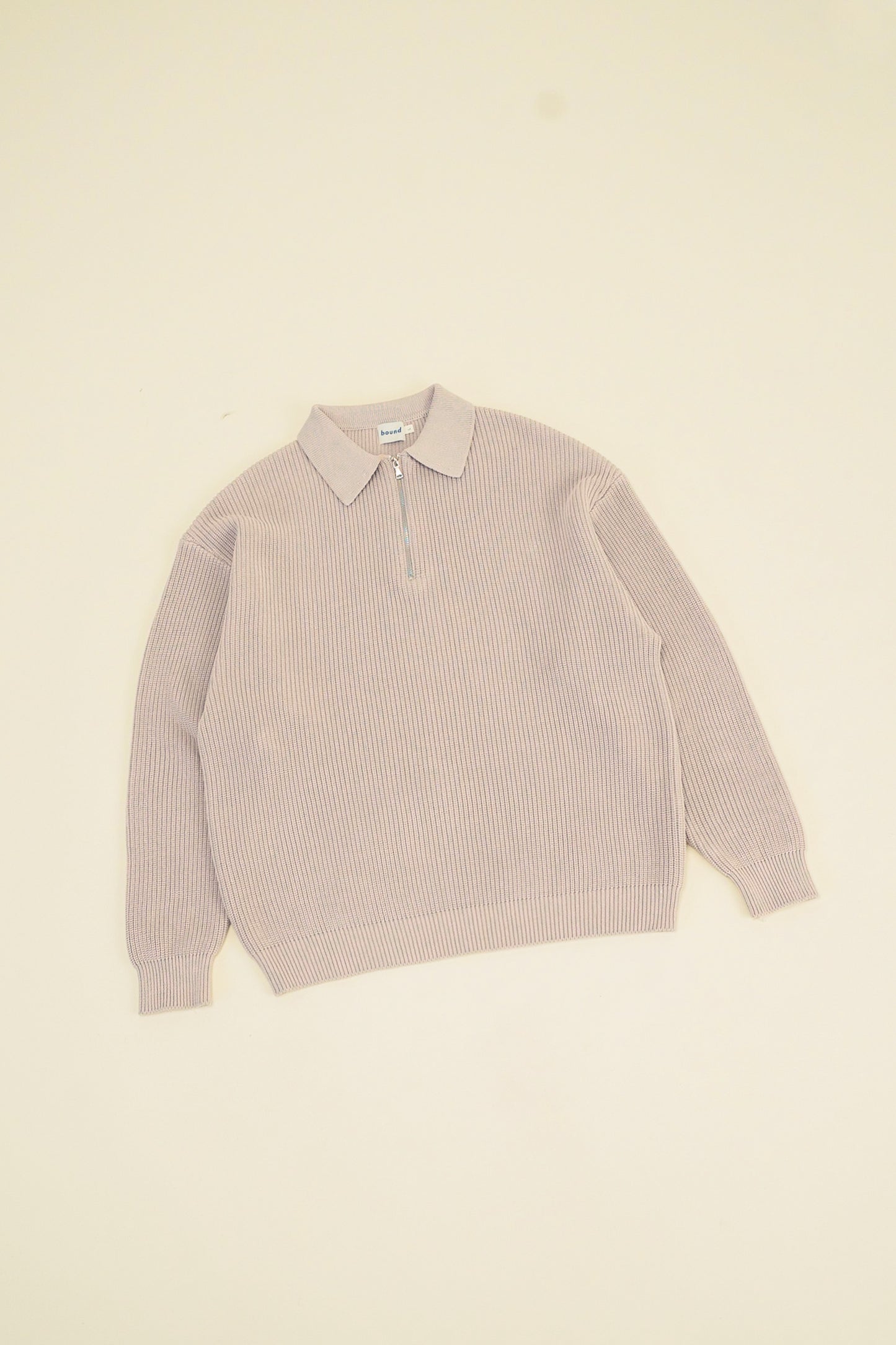 bound Half Zip Knit Pullover - Cloud Grey